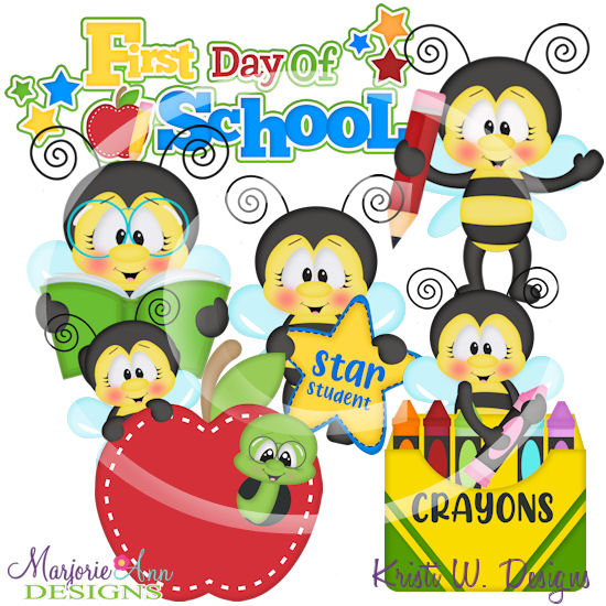 Back To School Bees SVG Cutting Files/Paper Piecing +Clipart - Click Image to Close